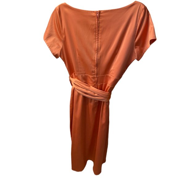 Pinup Couture Ava Midi Wiggle In Peach Pink Cocktail Dress sz XL - Picture 3 of 9